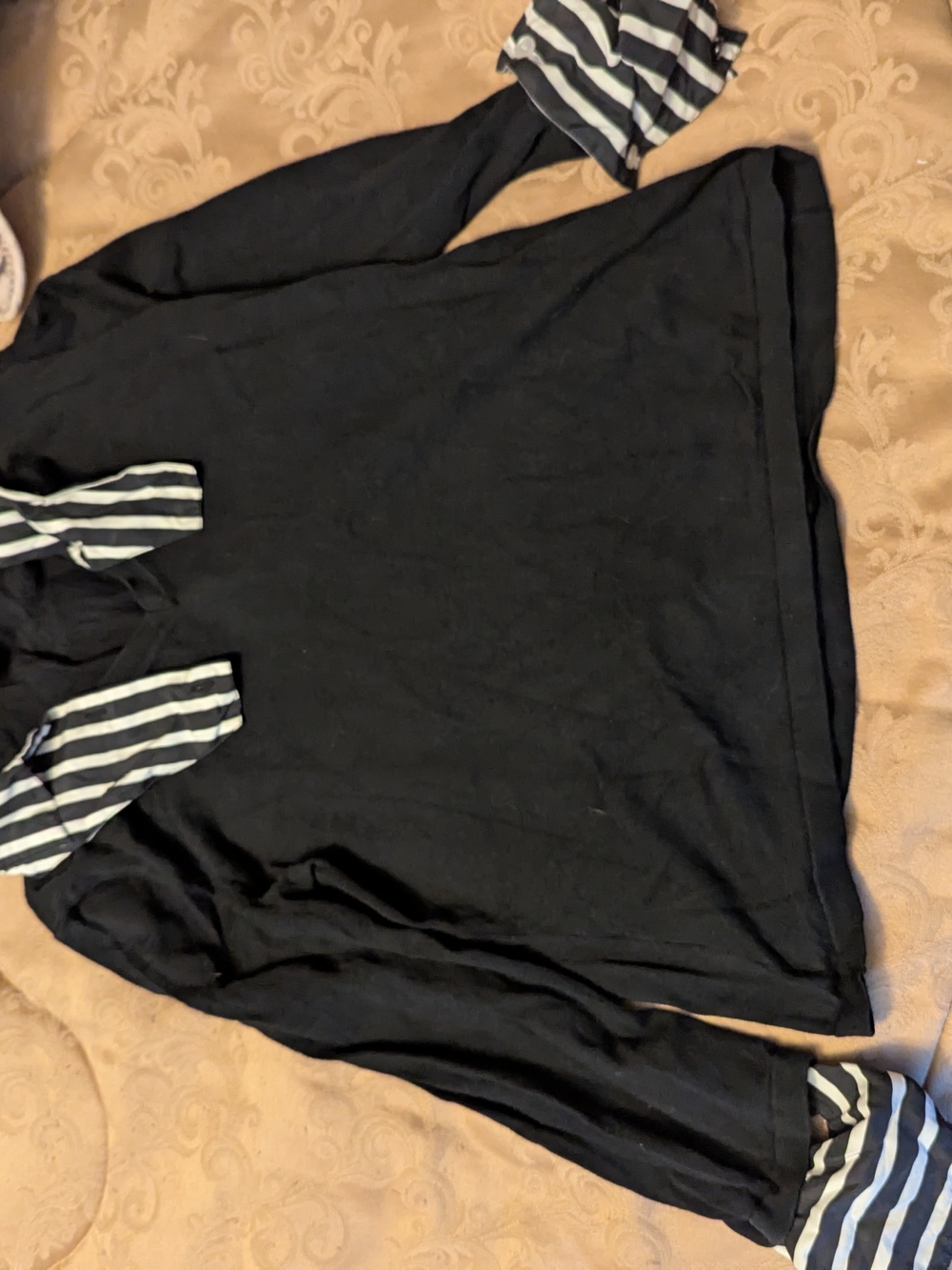 august silk Black and White Striped Stretch Shirt